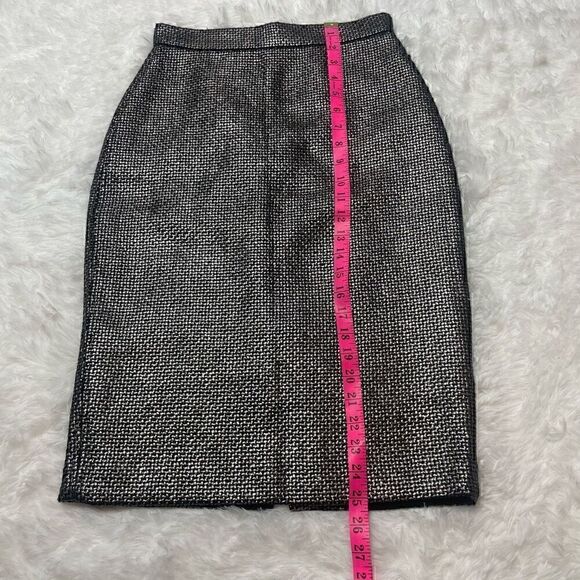 Banana Republic Pencil Skirt Metallic Tweed Size 0 Black Career Office - Picture 5 of 8